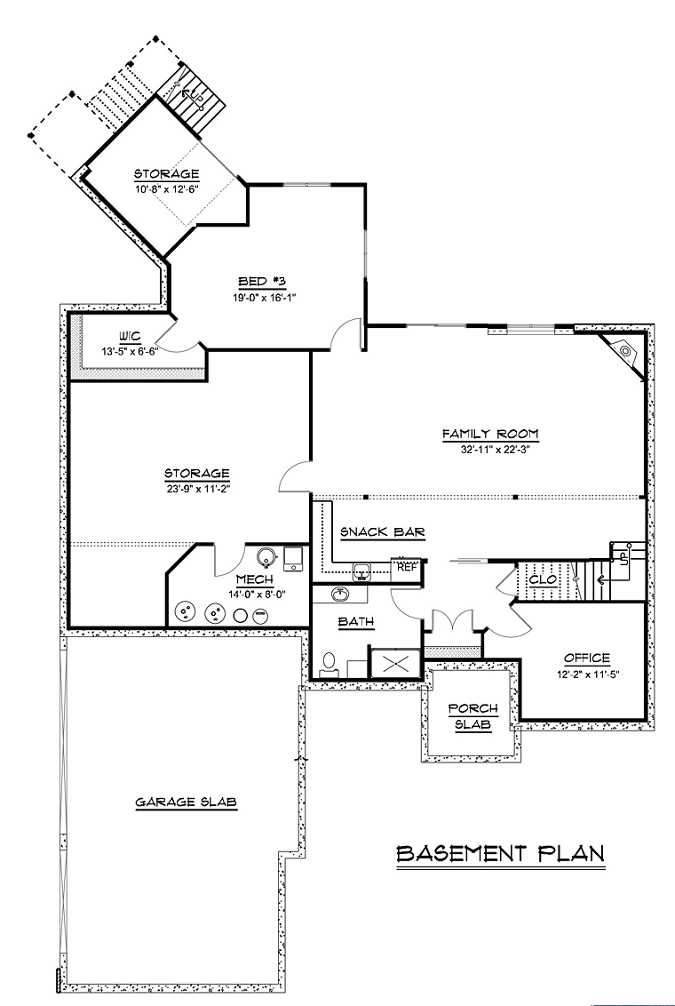 Craftsman European Ranch Traditional Lower Level of Plan 50648