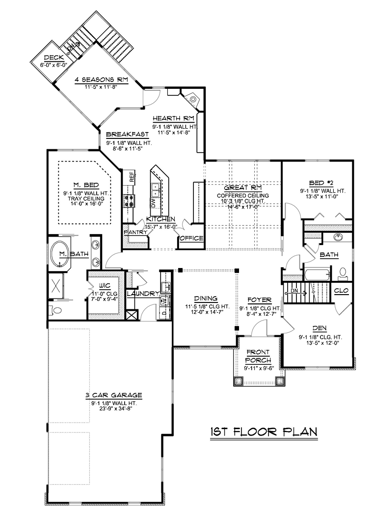 Craftsman European Ranch Traditional Level One of Plan 50648