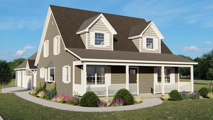 Cape Cod Country Southern Elevation of Plan 50649