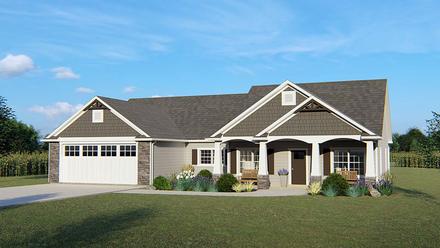 Country Craftsman Ranch Traditional Elevation of Plan 50650