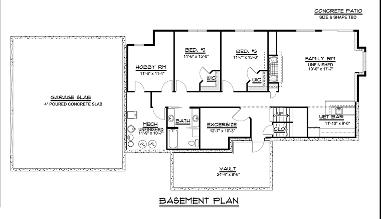 Country Craftsman Ranch Lower Level of Plan 50652