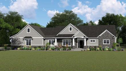 Country Craftsman Ranch Elevation of Plan 50652