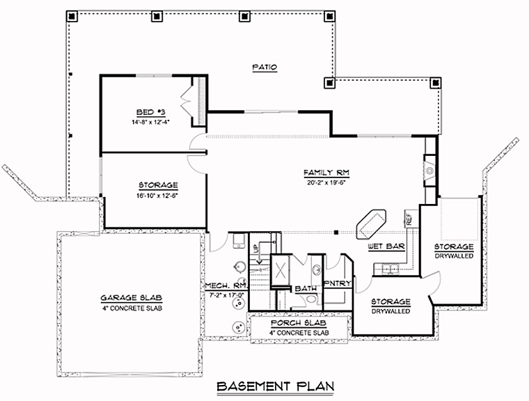 Country Traditional Lower Level of Plan 50653