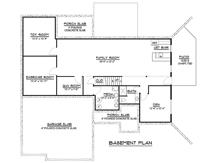 Traditional Lower Level of Plan 50654