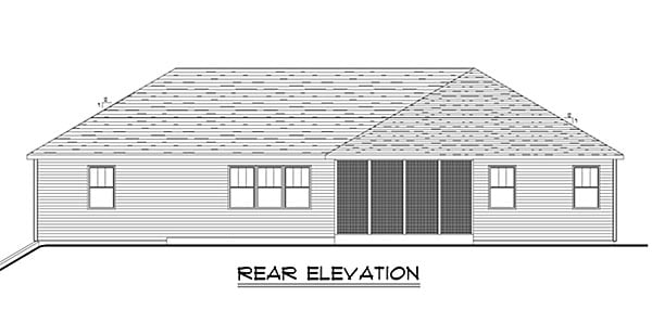 Traditional Rear Elevation of Plan 50654