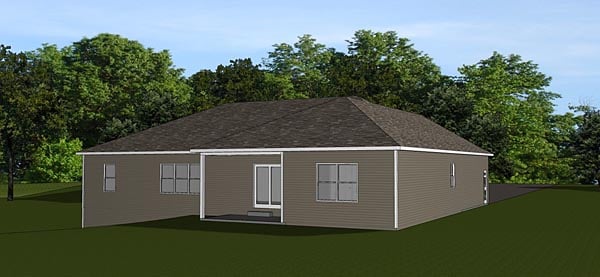 Country Ranch Traditional Rear Elevation of Plan 50655