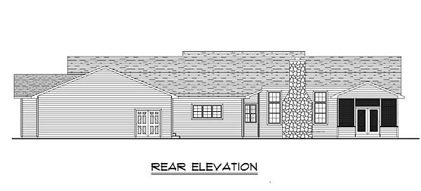 Cottage Country Ranch Rear Elevation of Plan 50656