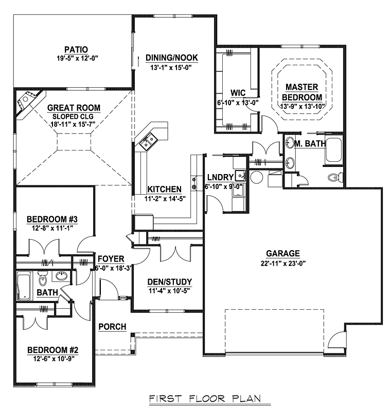 Ranch Traditional Level One of Plan 50657