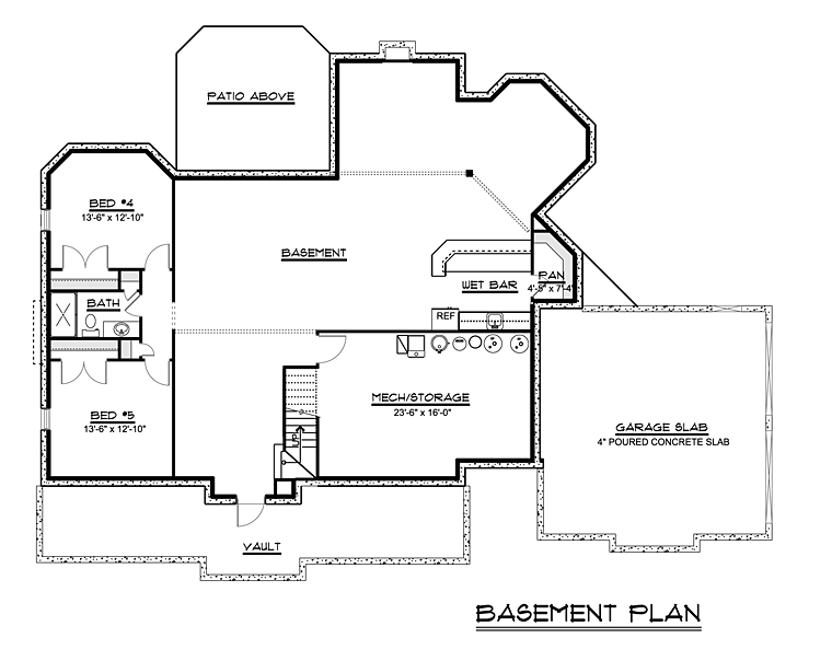 Colonial Country Craftsman Traditional Lower Level of Plan 50659