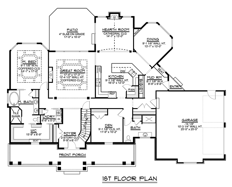 Colonial Country Craftsman Traditional Level One of Plan 50659