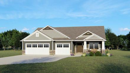 Cottage Craftsman Ranch Traditional Elevation of Plan 50660