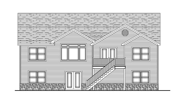 Cottage Craftsman Ranch Traditional Rear Elevation of Plan 50660