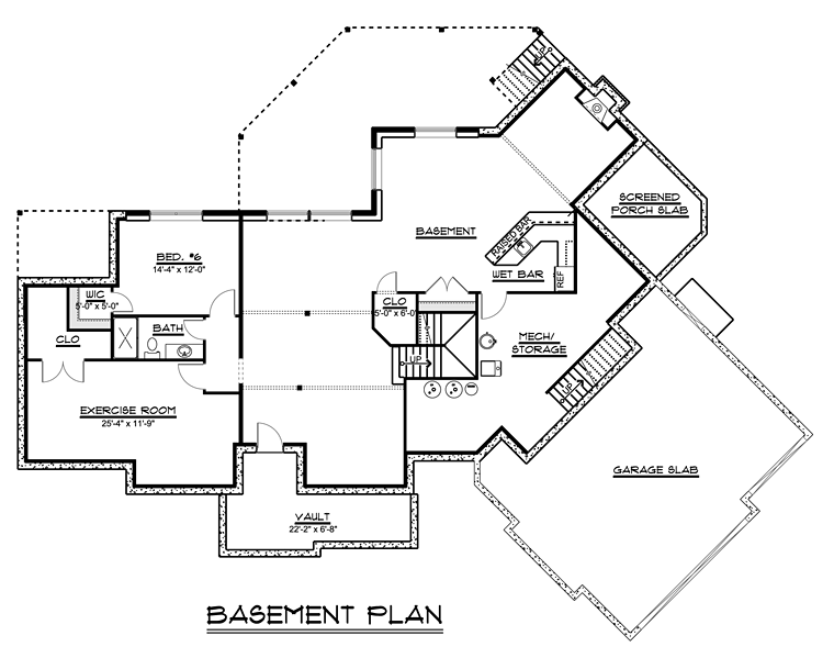 Country Craftsman Traditional Lower Level of Plan 50662