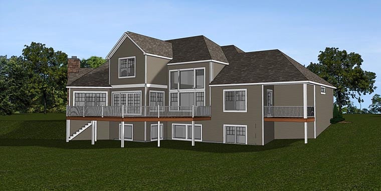 Country Craftsman Traditional Rear Elevation of Plan 50662