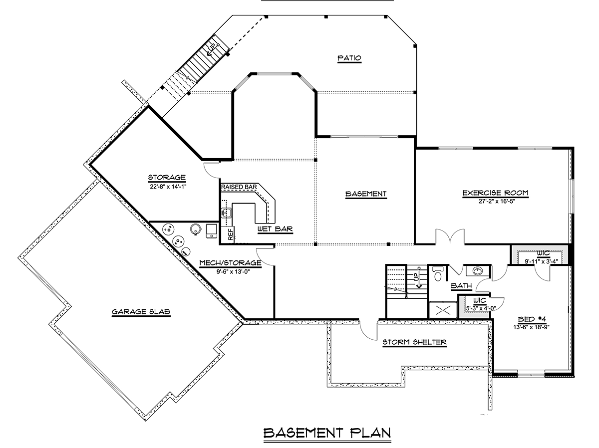 Cottage Craftsman Traditional Lower Level of Plan 50663