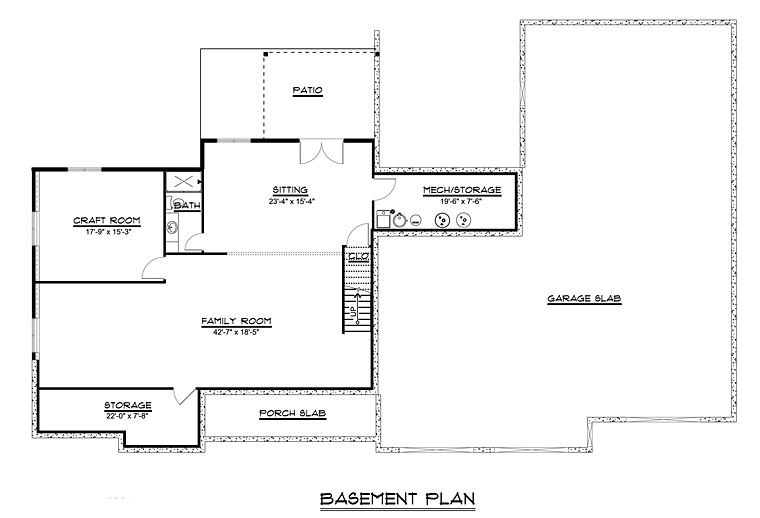 Country Ranch Traditional Lower Level of Plan 50664