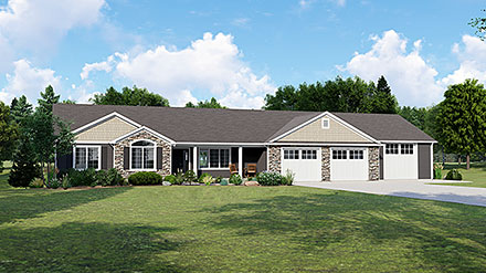 Country Ranch Traditional Elevation of Plan 50664