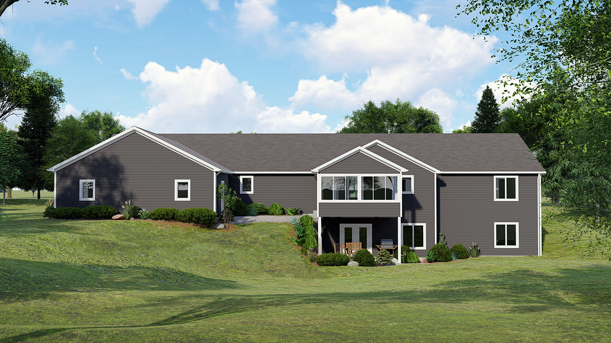 Country Ranch Traditional Rear Elevation of Plan 50664
