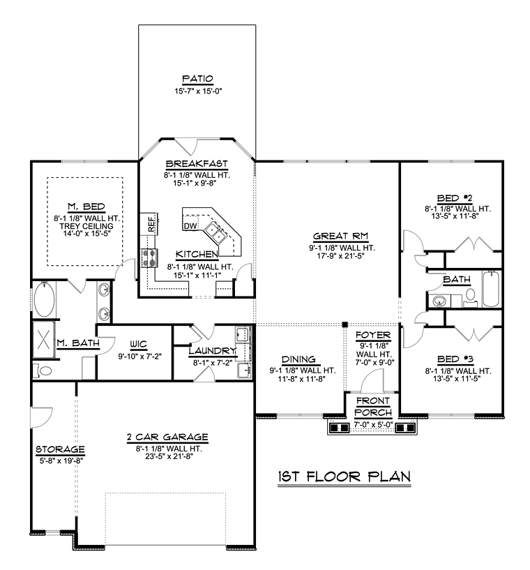 Craftsman Ranch Traditional Level One of Plan 50670