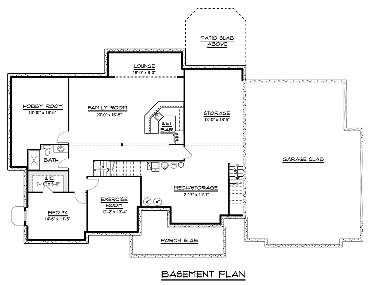 Country Craftsman Traditional Lower Level of Plan 50671