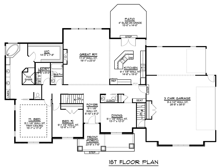 Country Craftsman Traditional Level One of Plan 50671