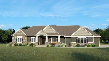 Country Craftsman Traditional Elevation of Plan 50671