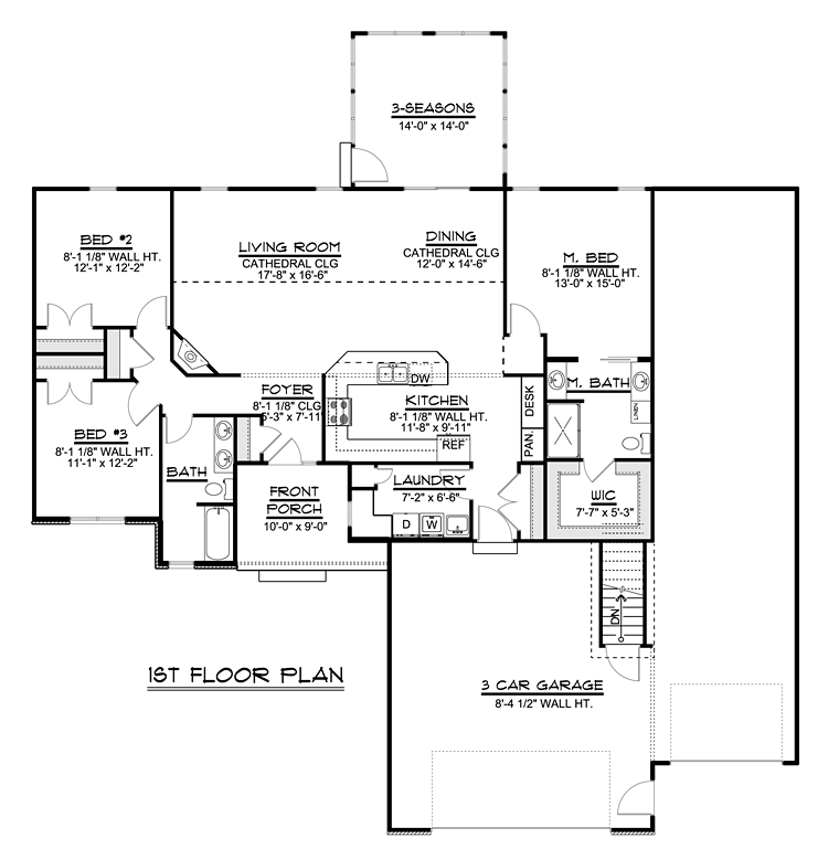 Ranch Traditional Level One of Plan 50675