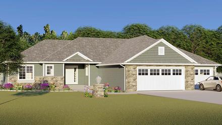 Ranch Traditional Elevation of Plan 50675