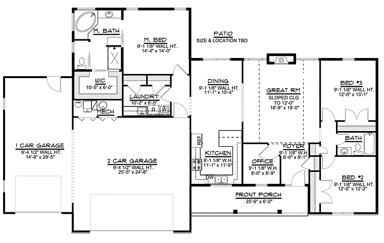 Craftsman Ranch Traditional Level One of Plan 50676