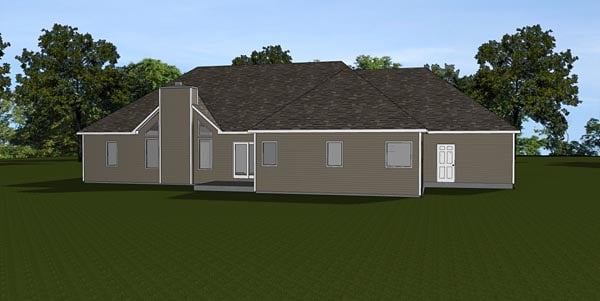 Craftsman Ranch Traditional Rear Elevation of Plan 50676