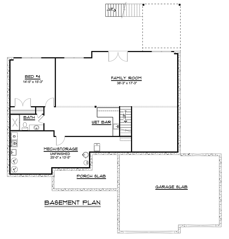 Craftsman Traditional Lower Level of Plan 50679