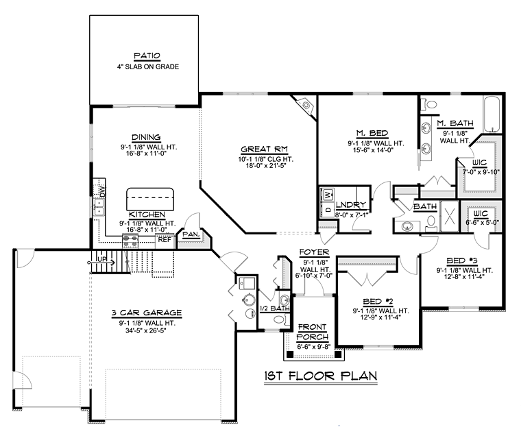 Ranch Traditional Level One of Plan 50681