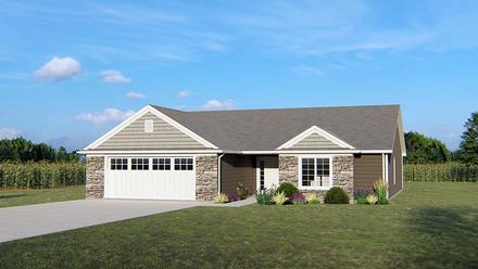 Ranch Traditional Elevation of Plan 50682