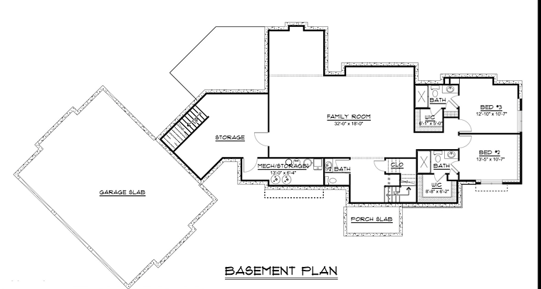 Craftsman Traditional Lower Level of Plan 50687