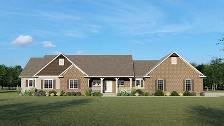Country Craftsman Ranch Traditional Elevation of Plan 50690