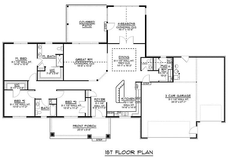 Ranch Traditional Level One of Plan 50691