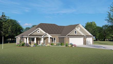 Ranch Traditional Elevation of Plan 50693