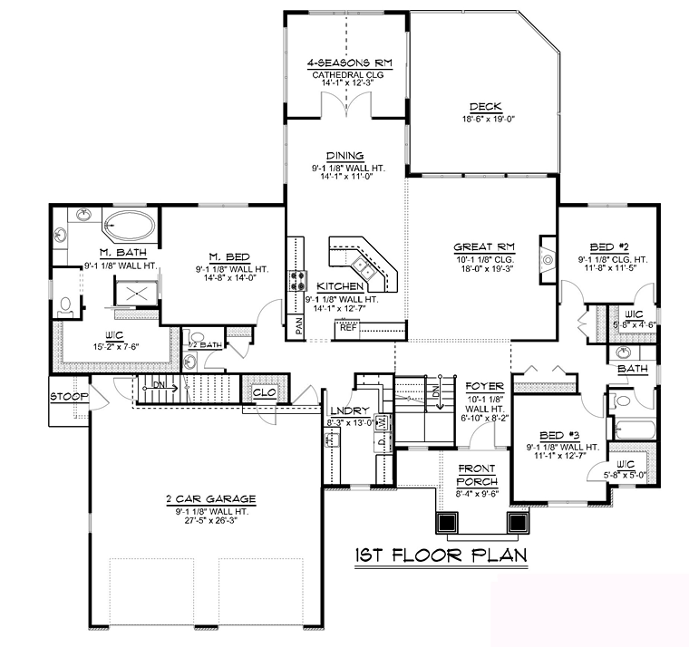 Cottage Craftsman Traditional Level One of Plan 50696
