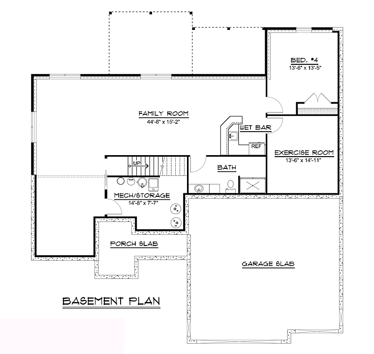 Ranch Traditional Lower Level of Plan 50697