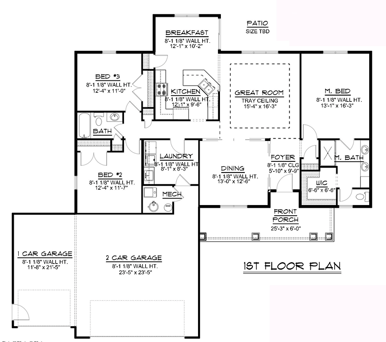 Ranch Traditional Level One of Plan 50698