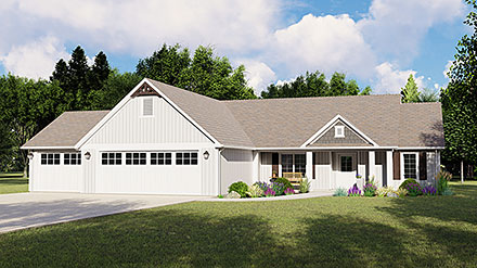 Ranch Traditional Elevation of Plan 50698