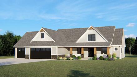Country Craftsman Southern Traditional Elevation of Plan 50699