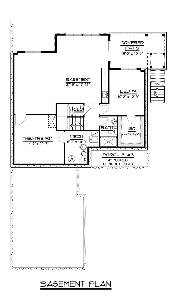 Bungalow Cottage Country Craftsman Lower Level of Plan 50704