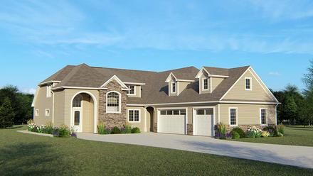 Colonial European Southern Elevation of Plan 50711