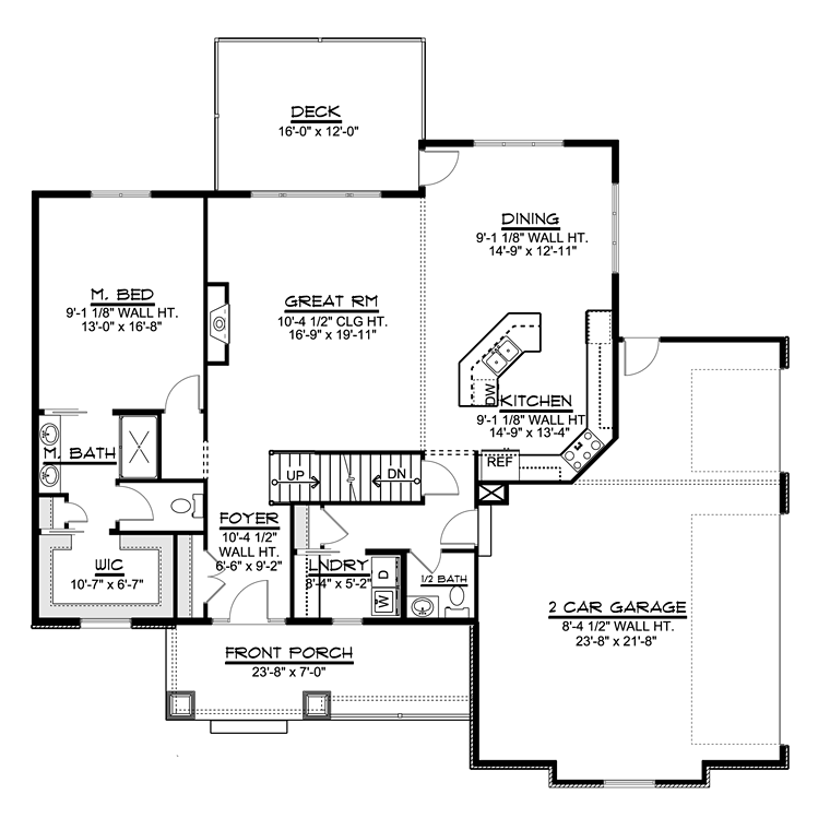 Bungalow Cottage Country Craftsman Southern Traditional Tudor Level One of Plan 50713