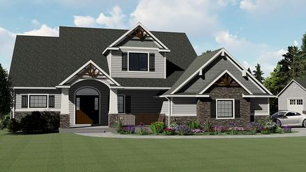 Bungalow Cottage Country Craftsman Southern Traditional Tudor Elevation of Plan 50713