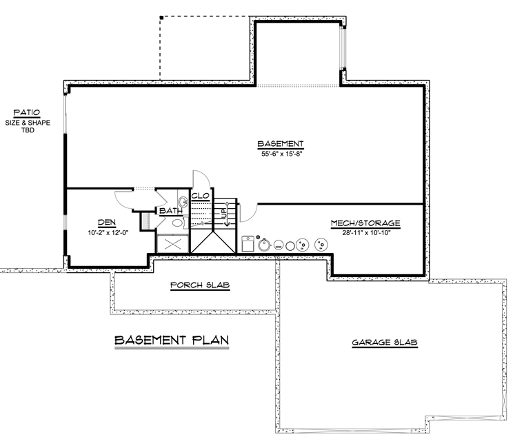 Colonial Craftsman Ranch Lower Level of Plan 50719