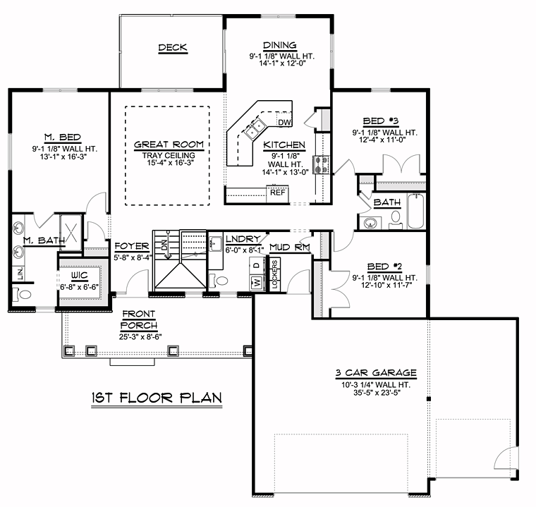 Colonial Craftsman Ranch Level One of Plan 50719