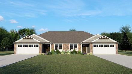 Ranch Traditional Elevation of Plan 50723