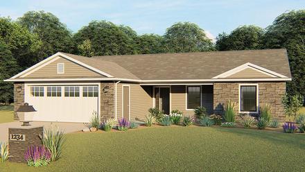 Ranch Traditional Elevation of Plan 50728